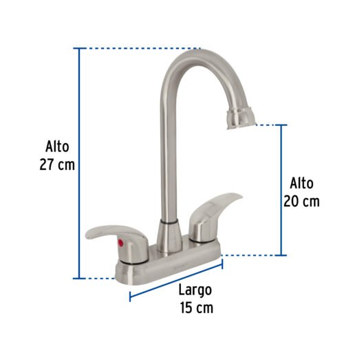45622 - Mezcladora lavabo 4" satín, tipo bar, palanca, AQUA