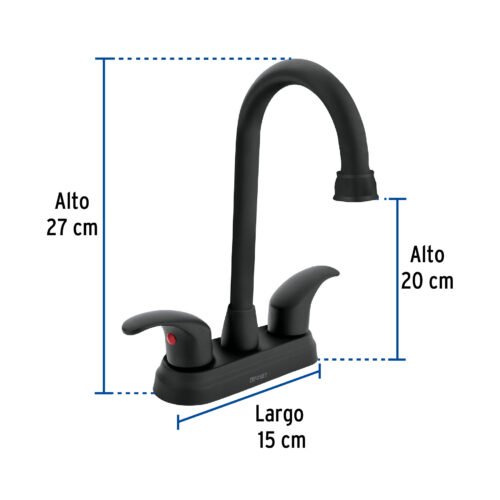 456232 45623 - Mezcladora lavabo 4" negro, tipo bar, palanca, AQUA