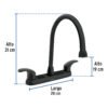 456252 45625 - Mezcladora fregadero 8" negro, cuello largo, palanca, AQUA