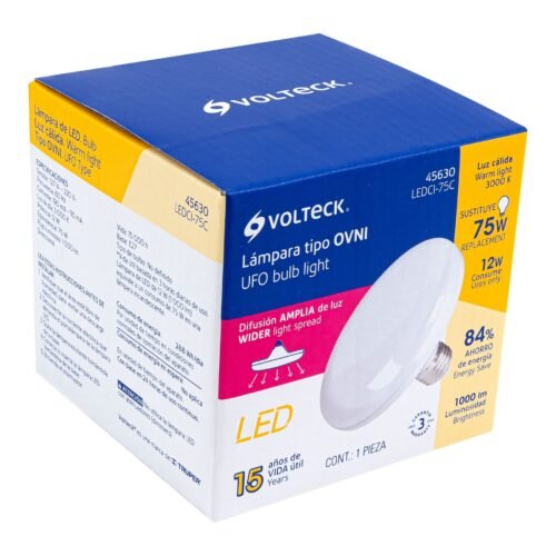 456305 45630 - Lámpara LED tipo OVNI 12 W (equiv. 75 W), luz cálida, caja