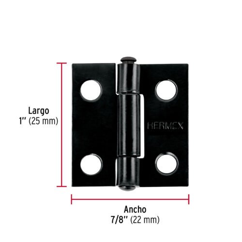 45632 - Bisagra rectangular 1" negra, HERMEX