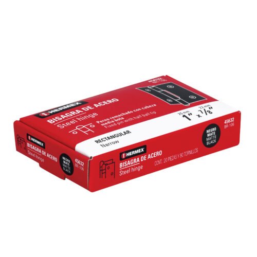 45632 - Bisagra rectangular 1" negra, HERMEX