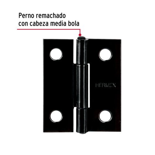 45633 - Bisagra rectangular 1-1/2" negra, HERMEX