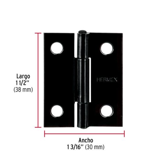 45633 - Bisagra rectangular 1-1/2" negra, HERMEX