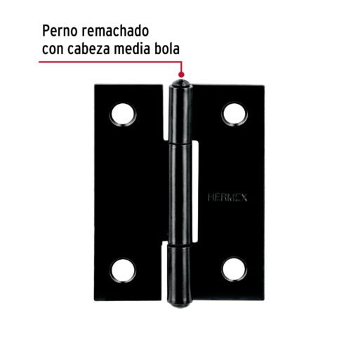 45634 - Bisagra rectangular 2" negra, HERMEX