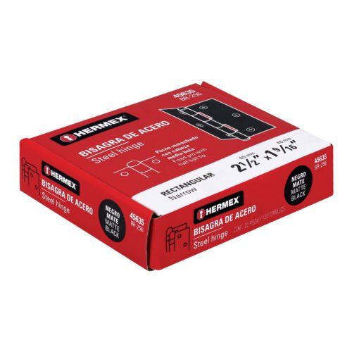 45635 - Bisagra rectangular 2-1/2" negra, HERMEX