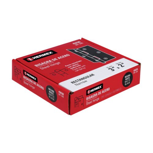 45636 - Bisagra rectangular 3" negra, HERMEX