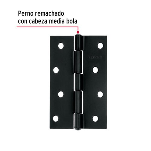 45638 - Bisagra rectangular 4" negra, HERMEX