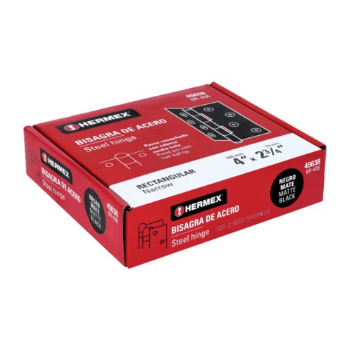 45638 - Bisagra rectangular 4" negra, HERMEX