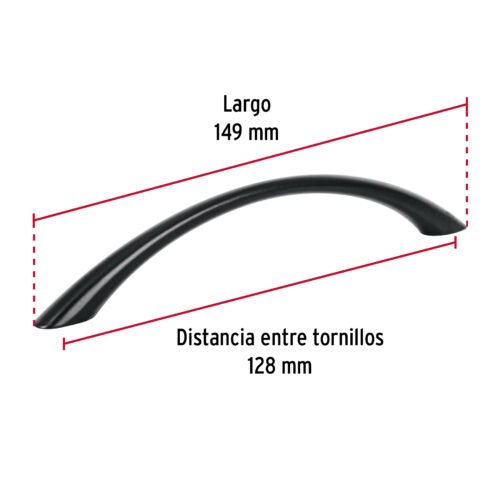 456442 45644 - Jaladera de 128mm, lĂnea Arco, negro, HERMEX