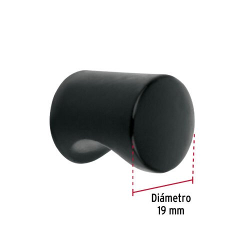 456492 45649 - Perilla estilo "Cilindro" acabado negro, HERMEX