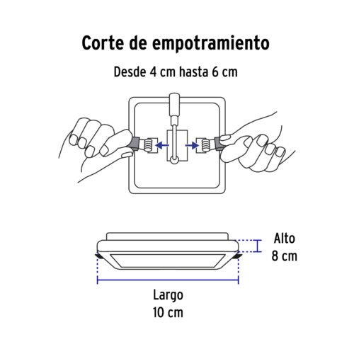 45669 - Luminario LED empotrable ajustable 6 W, cuadrado, luz de día