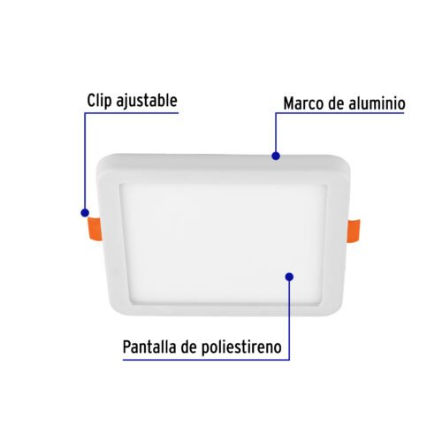 45670 - Luminario LED empotrable ajustable 8 W, cuadrado, luz de día