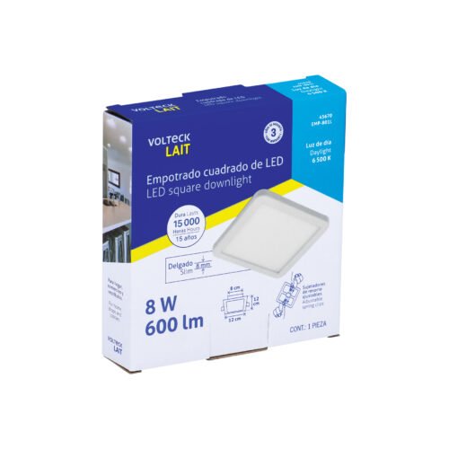 45670 - Luminario LED empotrable ajustable 8 W, cuadrado, luz de día