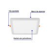 45671 - Luminario LED empotrable ajustable 15 W, cuadrado luz de día