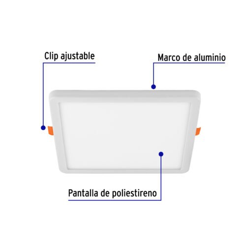 45671 - Luminario LED empotrable ajustable 15 W, cuadrado luz de día