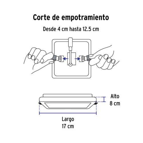 45671 - Luminario LED empotrable ajustable 15 W, cuadrado luz de día