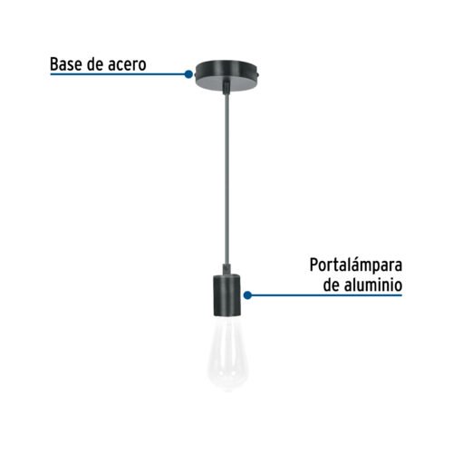 45672 - Socket colgante metálico, negro, VOLTECK