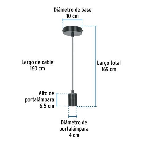 45672 - Socket colgante metálico, negro, VOLTECK