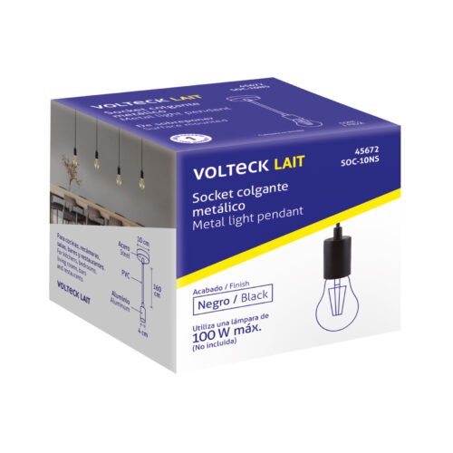 45672 - Socket colgante metálico, negro, VOLTECK