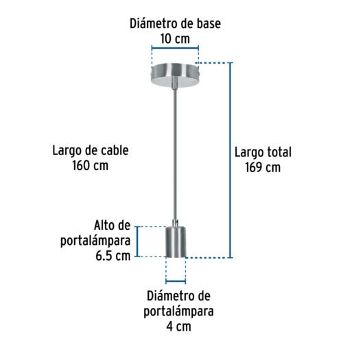 456742 45674 - Socket colgante metálico, satín, VOLTECK