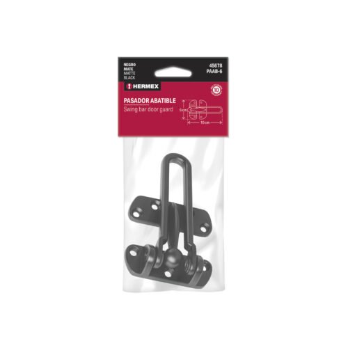 45678 - Pasador abatible para puerta, acabado negro, HERMEX