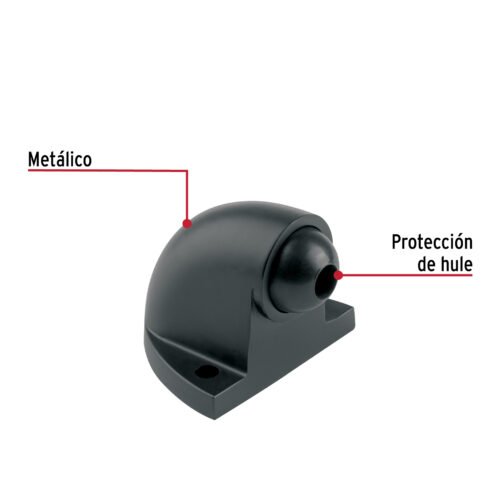 45680 - Tope metálico para puerta, tipo codo, negro, HERMEX