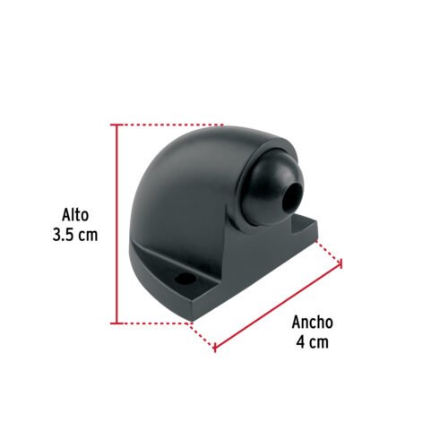 45680 - Tope metálico para puerta, tipo codo, negro, HERMEX