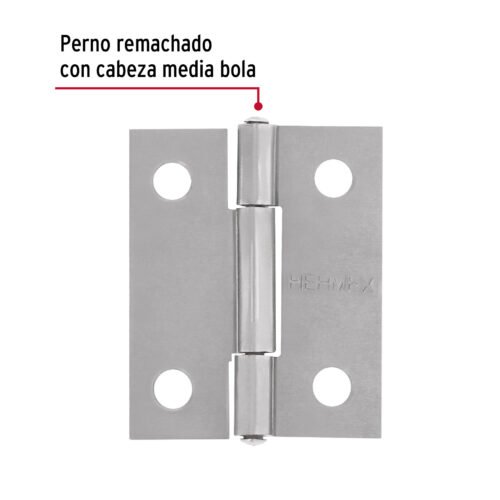 45682 - Bolsa con 2 bisagras rectangulares 1-1/2", acero pulido