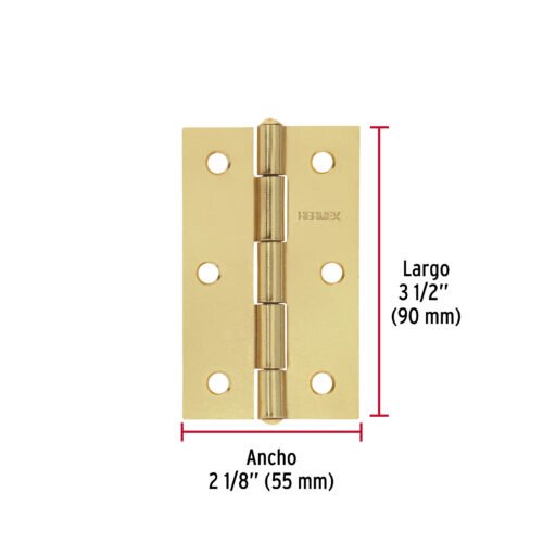 45689 - Bolsa con 2 bisagras rectangulares 3-1/2", acero latonado