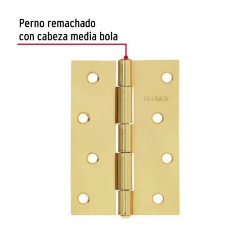 45690 - Bolsa con 2 bisagras rectangulares 4", acero latonado