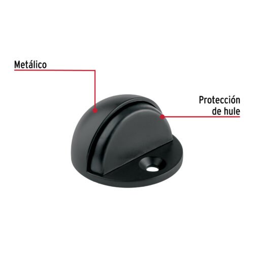 456911 45691 - Tope metálico para puerta, media luna, negro, HERMEX