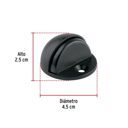 456912 45691 - Tope metálico para puerta, media luna, negro, HERMEX