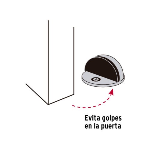 456913 45691 - Tope metálico para puerta, media luna, negro, HERMEX