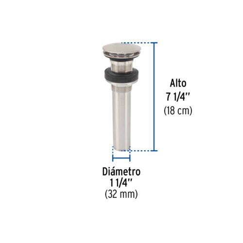 45699 - Contra p/lavabo, 1-1/4", sin rebosadero, hongo, latón, satín
