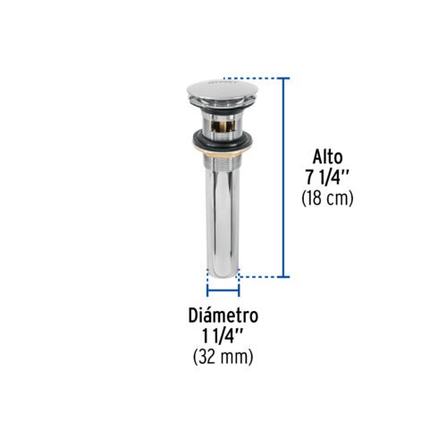 457012 45701 - Contra p/lavabo, 1-1/4", con rebosadero, hongo, latón, cromo
