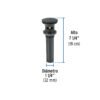 45703 - Contra p/lavabo, 1-1/4", con rebosadero, hongo, latón, negro