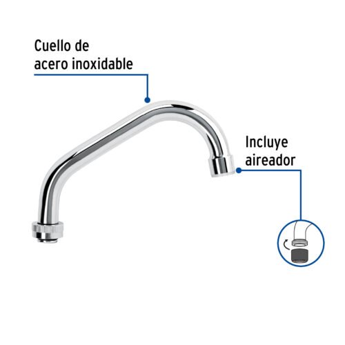 45713 - Cuello largo para mezcladora de lavabo, cromo, Basic