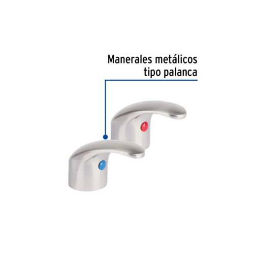 45715 - Juego de manerales tipo palanca p/lav-fregadero, satín,Aqua