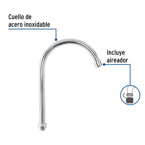 45718 - Cuello alto/curvo para mezcladora de fregadero, cromo, Basic