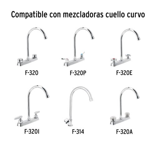 45718 - Cuello alto/curvo para mezcladora de fregadero, cromo, Basic