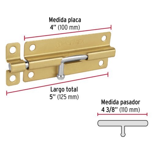 45720 - Pasador de barril de acero latón 5", HERMEX