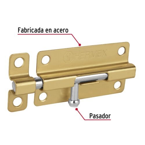 457211 45721 - Pasador de barril de acero latón 4", HERMEX