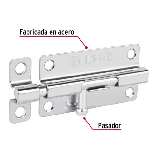 45731 - Pasador de barril de acero cromo 4", HERMEX