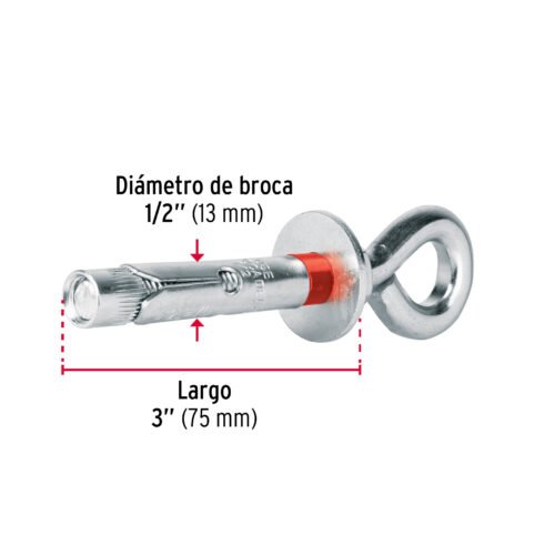 457362 45736 - Caja con 25 taquetes expansivos 12x75 mm con armella cerrada