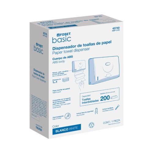 457403 45740 - Dispensador junior p/toallas de papel, blanco, Foset Basic