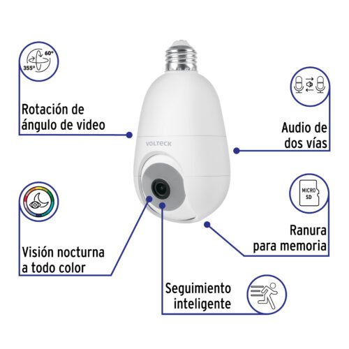 45744 - Cámara WiFi para socket, 4MP, VOLTECK