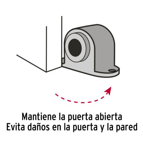 45745 - Tope metálico para puerta, magnético, negro, HERMEX