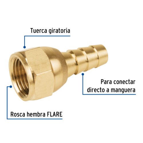 45750 - Cople espiga (tuerca loca) de latón, 3/8", Foset