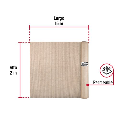 45751 - Rollo de malla sombra raschel 90% de 15m x 2m, beige, FIERO